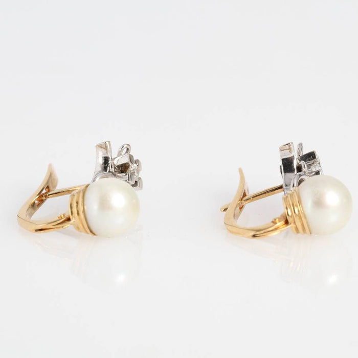 Pendientes Toi & Moi en oro de 18k con perlas y diamantes