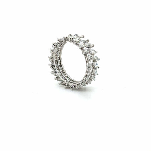 Bague 54 Alliance or blanc - Diamants taille marquise 58 Facettes 1.0002595/1