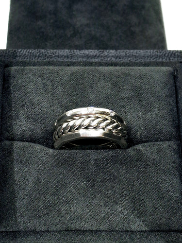 Bague 53 David Yurman - Bague articulée à trois anneaux en argent et diamants 58 Facettes