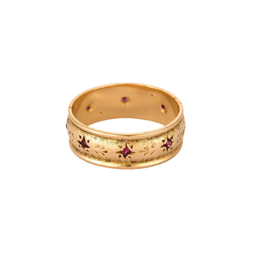 Bague 54,5 Bague jonc or jaunen et rubis 58 Facettes GU272