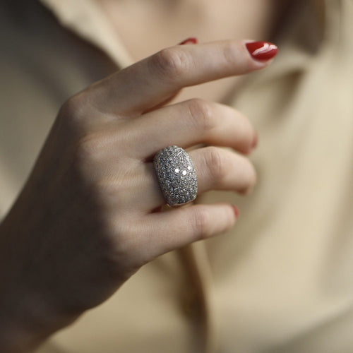 Bague 52-53 Bague Pavée de Diamants Vers 2000 – Or Gris 18k – 3,00 ct G-VS – Taille 53-54 58 Facettes FB10994