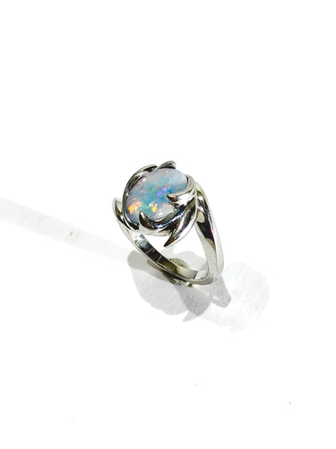 Bague 53 Bague or blanc et opale 58 Facettes