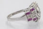 Bague 54 Bague Art Déco géométrique en or blanc 14k avec diamants et rubis 58 Facettes 11204