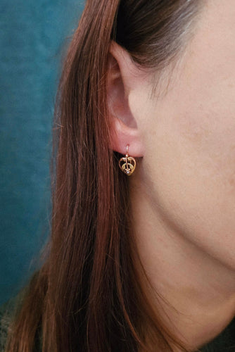 Boucles d'oreilles Dormeuses anciennes coeurs or rose, or jaune, perles 58 Facettes 613