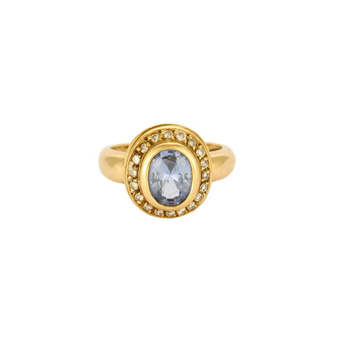 Bague 51 Bague jonc or jaune, saphir et diamants 58 Facettes PAL32302