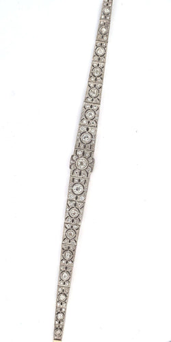 Bracelet Superbe bracelet Art déco français en platine serti de diamants de 4,50 ct 58 Facettes