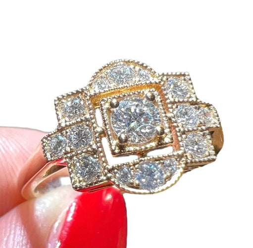 Bague 53 Bague diamants en pavage  diamants or rose 58 Facettes 7624 A