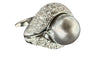 Bague 53.5 Bague en or blanc sertie d'une perle grise et de brillants 58 Facettes