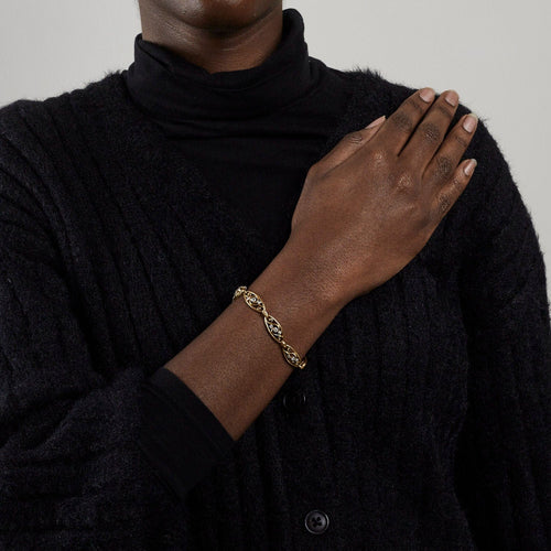 Filigranarmband i gult guld och diamant