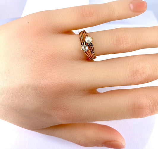 Ringa Toi & Moi i gult guld, diamant och pärla omkring 1900