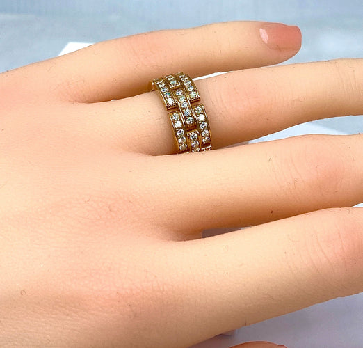 Bague 49 Bague CARTIER maillons panthère or jaune et diamants 58 Facettes AB78