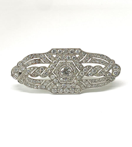 Broche Broche Art Deco platine et diamants 58 Facettes