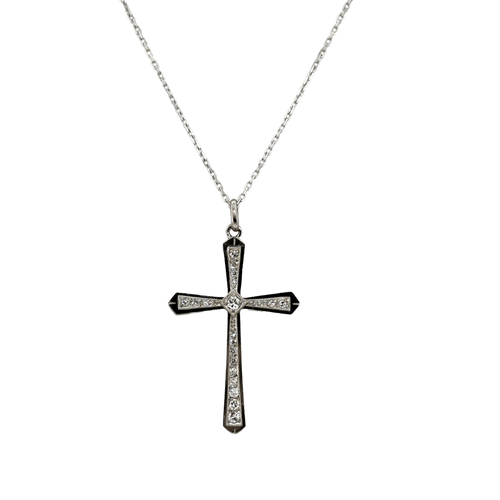 Pendentif Art déco - Pendentif croix or blanc et diamants 58 Facettes 1.0001827/1