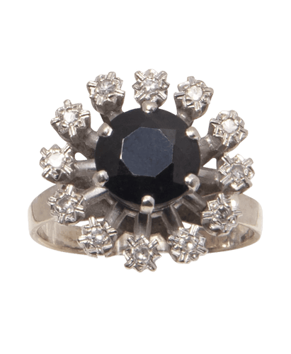 Bague Or blanc 18K Saphir Diamant