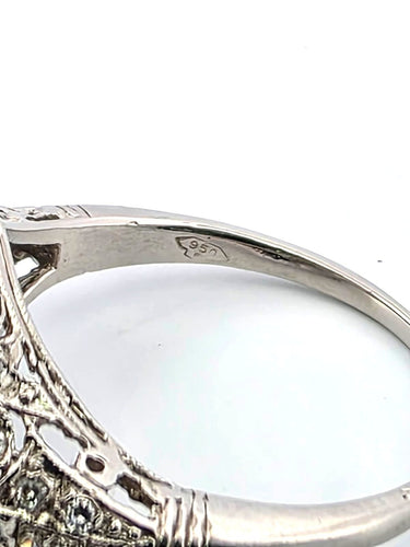 Bague 55 Bague Art Déco en platine avec diamants 58 Facettes