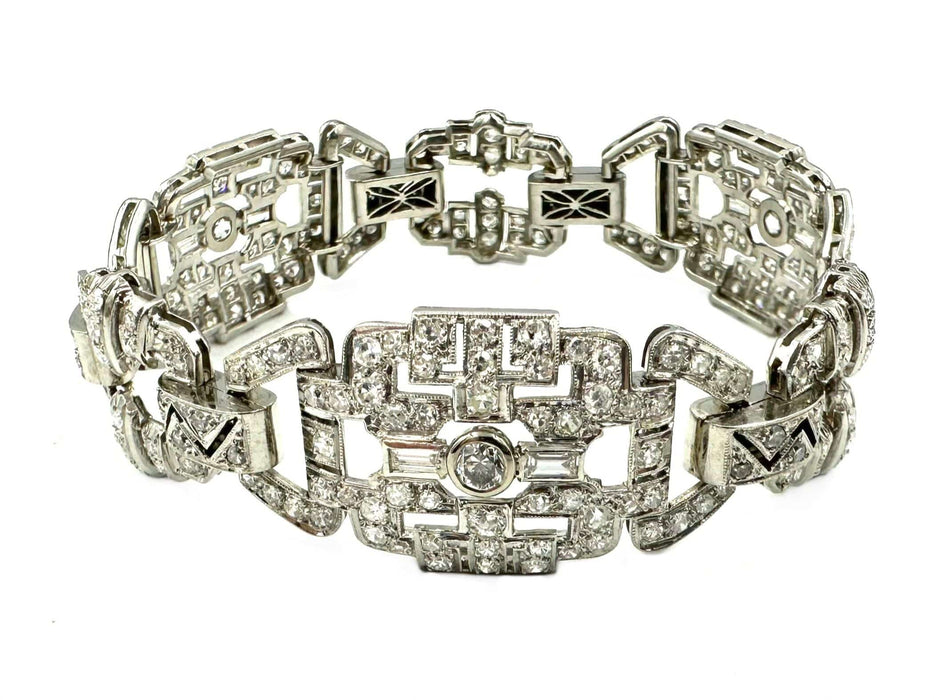 Bracelet Bracelet Art-Déco platine et diamants (8.5ct) 58 Facettes