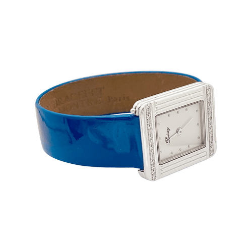 Montre Montre Poiray, "Ma Première",  acier et diamants sur cuir. 58 Facettes 34340