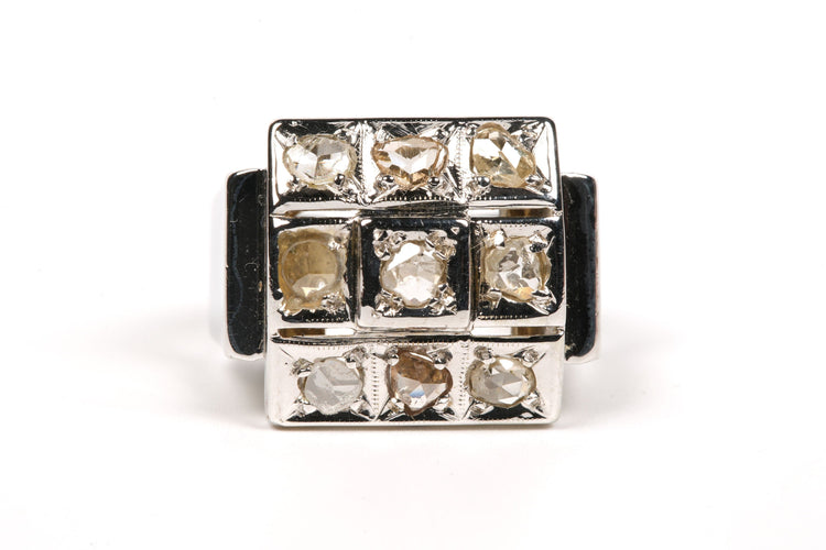 Bague 49 Bague "tank" Art Déco en or blanc sertie de diamants 58 Facettes B433