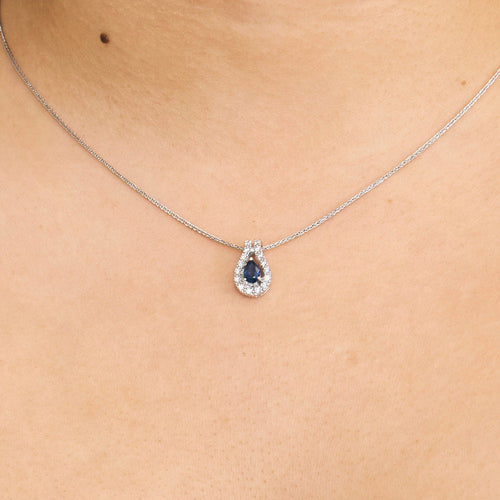 Collier Collier or blanc, diamants et saphir 58 Facettes 250082