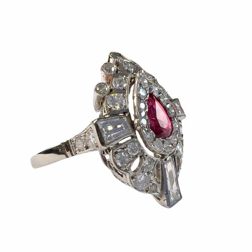 Bague 53 Bague en platine de style ancien avec diamants 58 Facettes Q350B