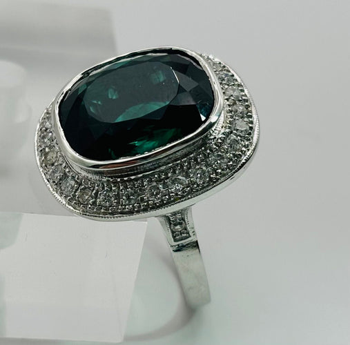 Bague 55 Bague en platine avec diamants et tourmaline naturelle 58 Facettes 50248