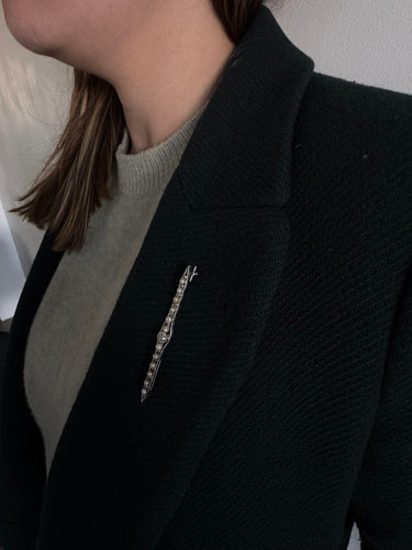 Broche Broche en Or Blanc, Diamants et Perles 58 Facettes