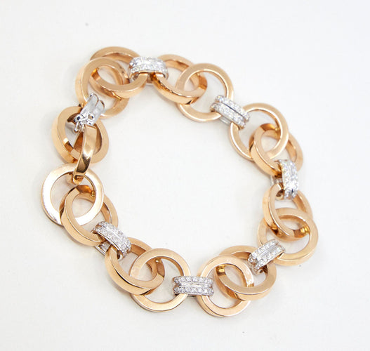 Bracelet BRACELET MAILLES EN CERCLES DIAMANTS OR ROSE 58 Facettes 1