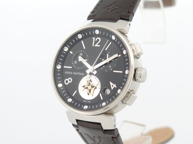 Montre montre LOUIS VUITTON tambour moon star q8d11 quartz 38 mm chrono en acier 58 Facettes 267088