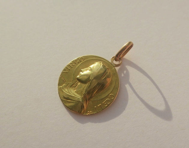 Pendentif Médaille pendentif Vierge Marie 1926 signée Dropsy 58 Facettes