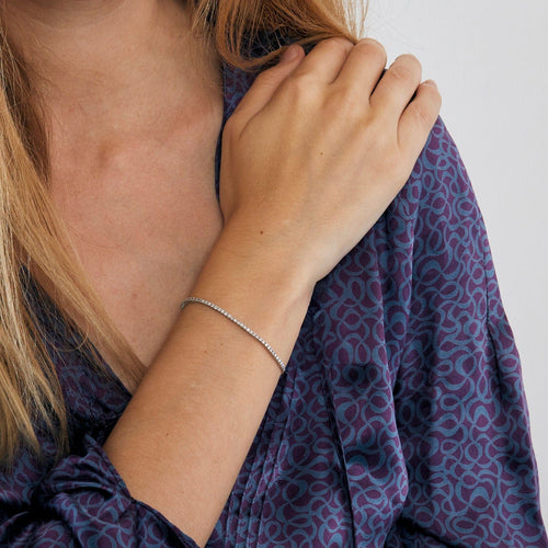 Bracelet Bracelet Tennis ligne diamants or gris 58 Facettes GU29