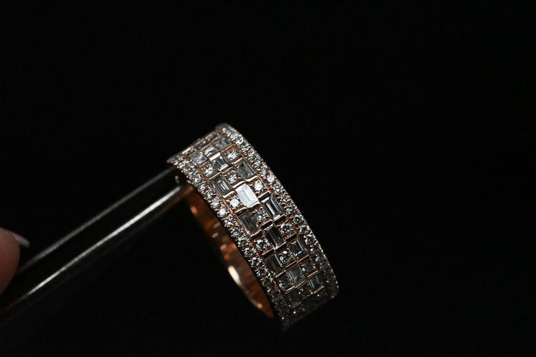 Bague 55 Bague En Or Rose Sertie De Diamants Certifiés G-VSI De 1,1 Carat 58 Facettes