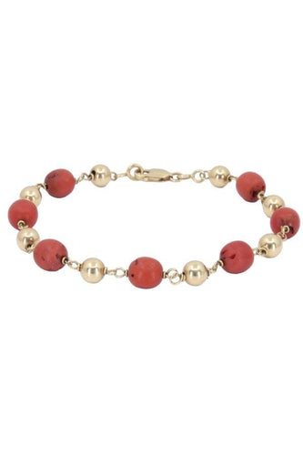Bracelet BRACELET BOULES CORAIL OR JAUNE 58 Facettes 086761
