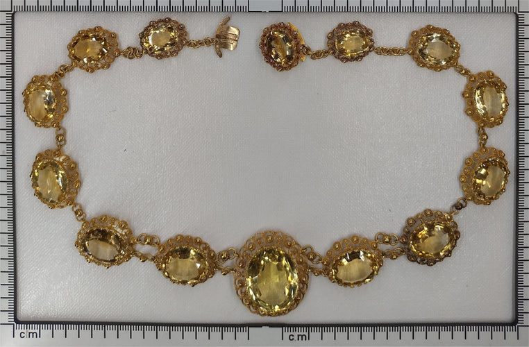 Collier Collier historique de 1820 en citrine et or, filigrane et granulation, très bel état 58 Facettes 25125-0132
