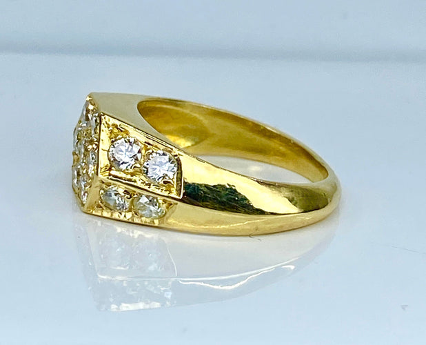 Bague 47 Chevalière or jaune 15 diamants 58 Facettes AB634