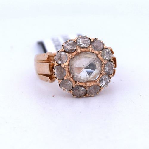 Bague 55 Bague ancienne en or rose avec diamants 58 Facettes