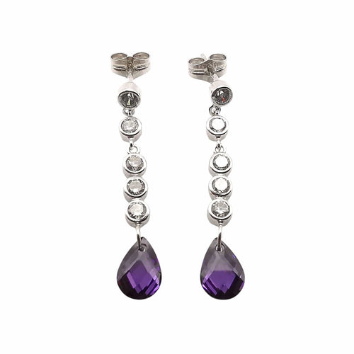 Boucles d'oreilles Boucles d'oreilles or blanc, améthystes & diamants 58 Facettes