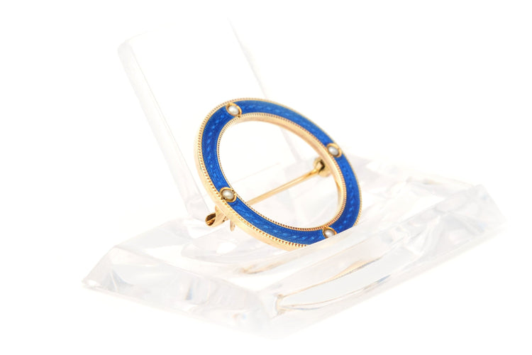 Broche Broche Napoléon III en or jaune sertie d'émail et de perles 58 Facettes 22300