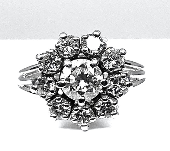 Bague 49.0 Bague marguerite en or blanc 18 carats en diamants 58 Facettes AB259