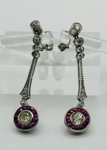 Boucles d'oreilles Boucles d'oreilles rubis style Art déco œil-de-perdrix 58 Facettes 50203