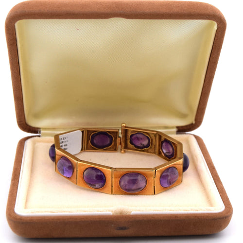 Bracelet Bracelet vintage en or jaune avec améthystes 58 Facettes