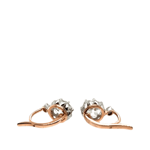 Boucles d'oreilles Dormeuses or rose et diamant - Année 1900 58 Facettes 1.0000124/1