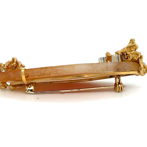 Broche Broche Or Jaune - Diamants - Quartz hématoïde 58 Facettes RÉF 1040/08