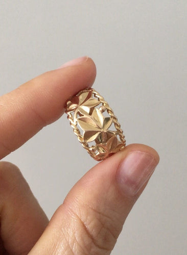 Inel din aur galben cu motiv vegetal 