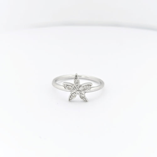 Bague 48 Bague florale en or blanc et diamants 58 Facettes 30091