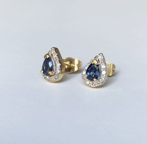 Boucles d'oreilles Paire de puces d'oreilles en or Ggis et jaune 18k saphirs et diamants 58 Facettes