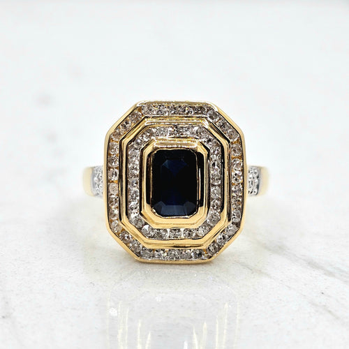 Bague 54 Bague Saphir et Diamants 58 Facettes 394