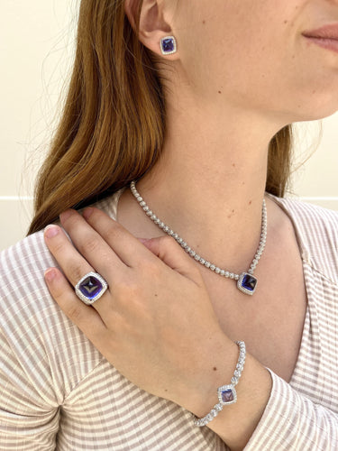Collier Collier FRED "Pain de sucre" en or gris 18 Cts avec tanzanite et diamants. 58 Facettes FB08219