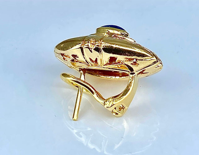 Boucles d'oreilles Paire de boucles d’oreilles en or jaune 18 carat, saphir cabochon et diamants 58 Facettes AB231