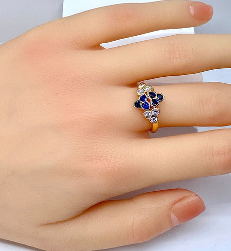 Mauboussin - Prsten ze žlutého zlata 18 karátů se safíry a diamanty 