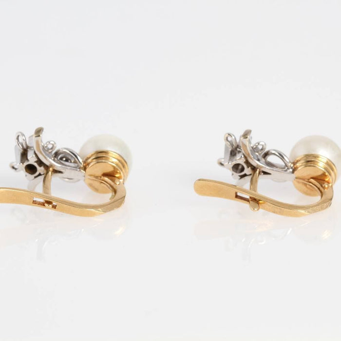 oorbellen Toi & Moi in 18k goud met parels en diamanten